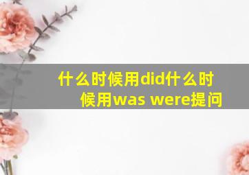 什么时候用did什么时候用was were提问